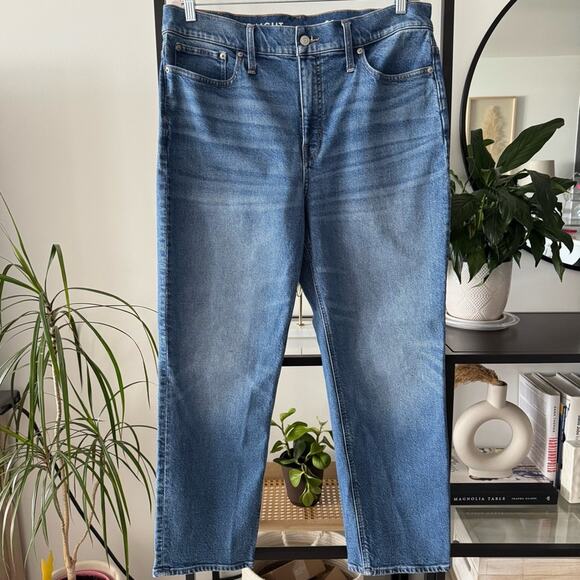 J. Crew Classic Straight Leg Blue Medium Wash High Rise Jeans Women’s Size 33 - Picture 1 of 11